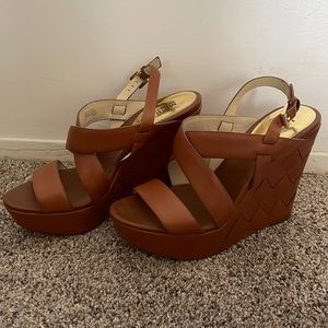 Michael Kors leather weave wedges 8
